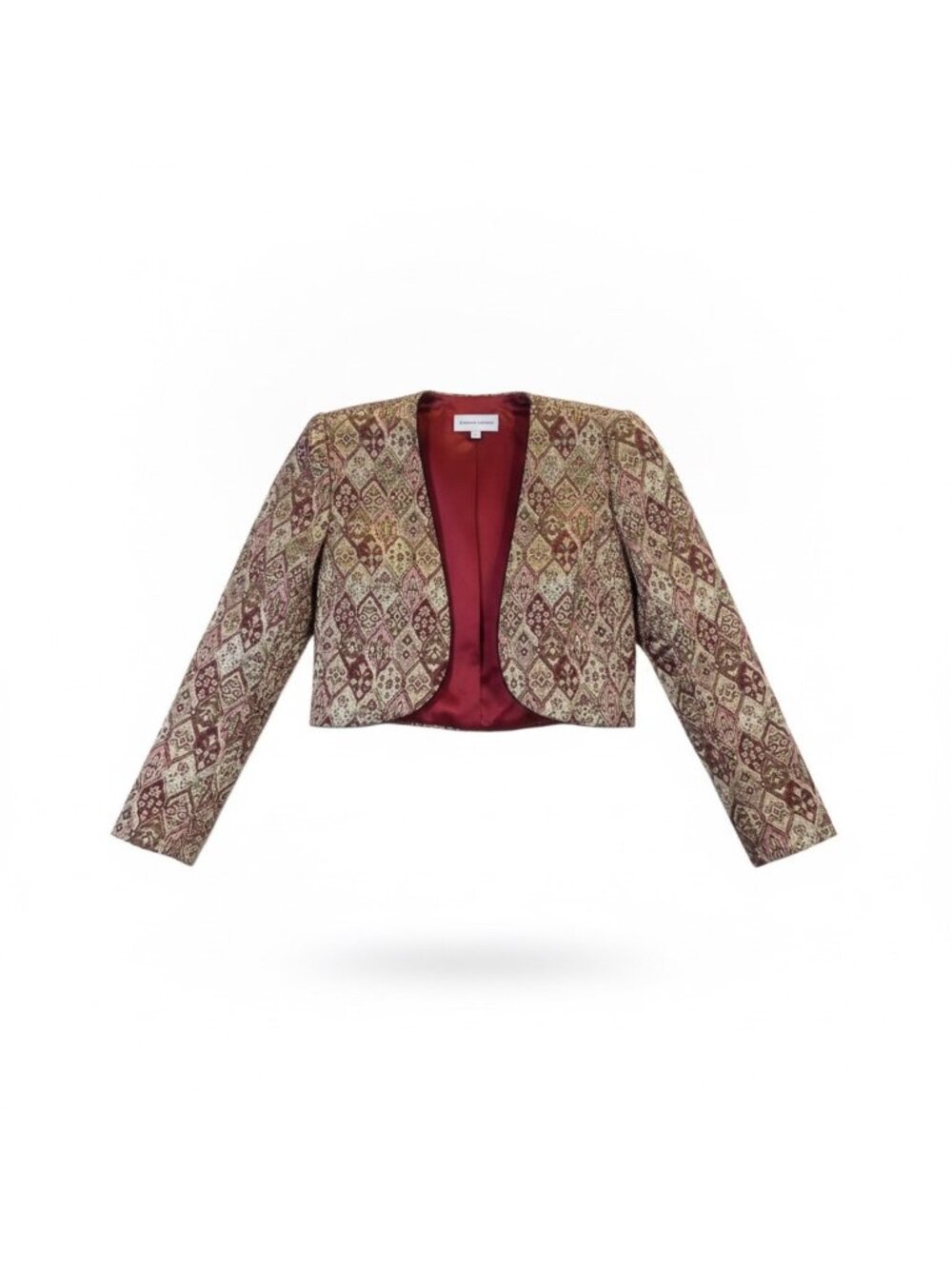 Cattiva By Maya Jornot Womens Brocade Open Front Jacket Long Sleeve Cropped Sz S